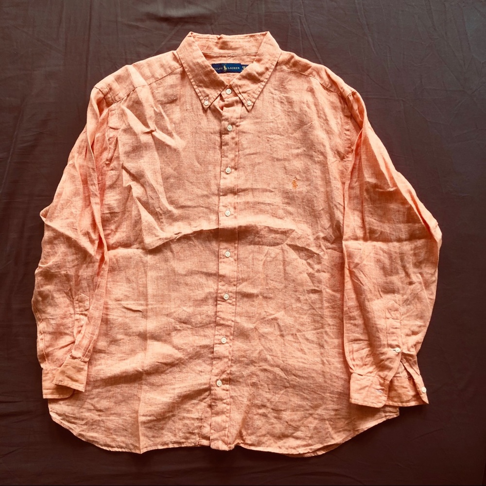 POLO RALPH LAUREN Casual Orange Linen  Shirt